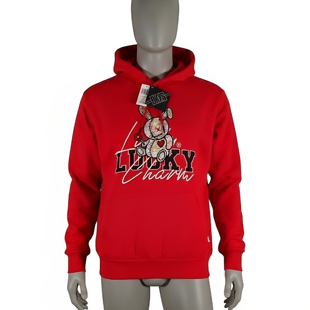 BKYS Black Keys Lucky Charm Embroidered Bunny Red Hoodie Mens Size XL